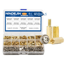 910PCS Brass Motherboard Standoff Pan Head Screw Nut Washer Assortment Kit M3 Male Female Threaded Hex Standoff Spacer